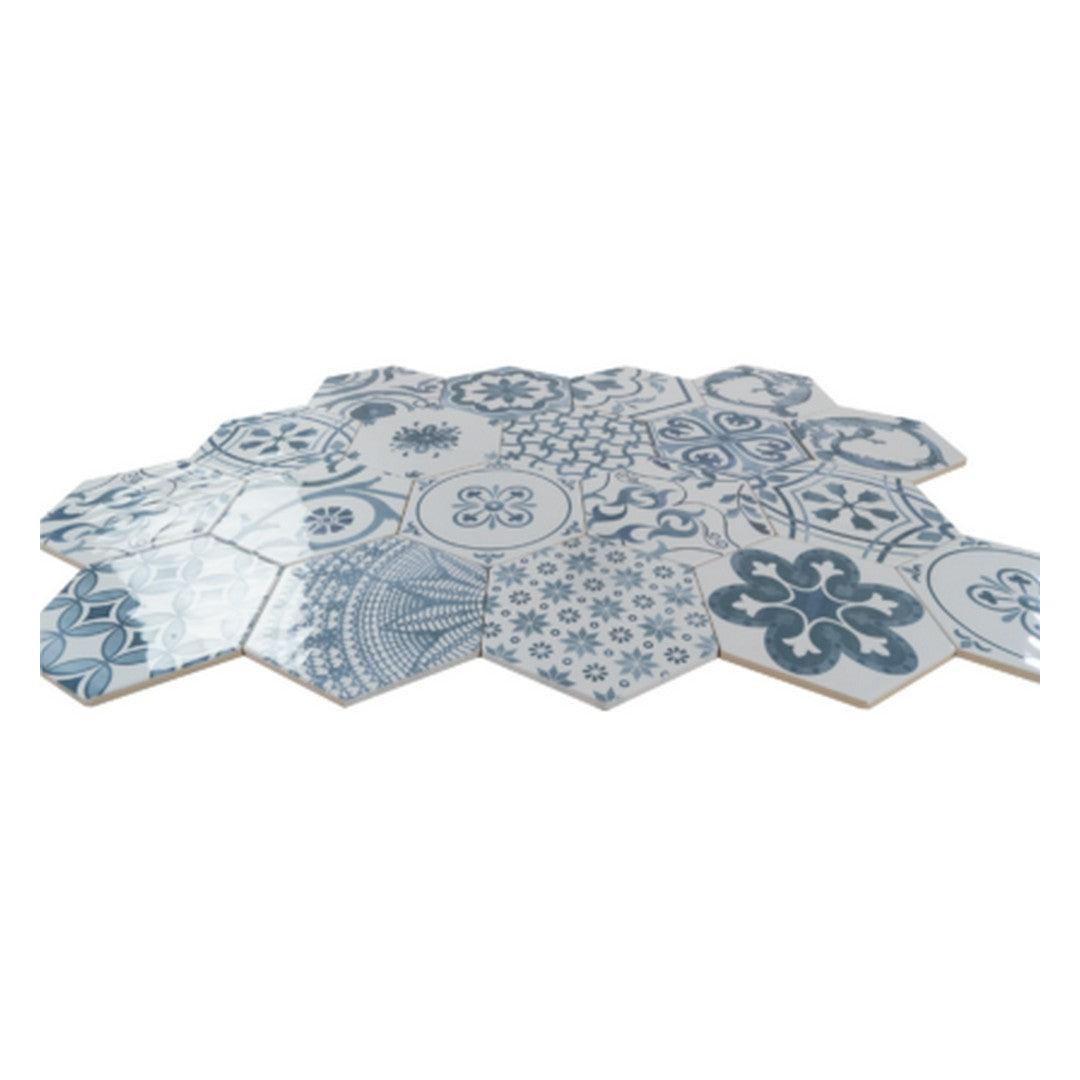 Keystone-Examatt-Decora-6"-Matte-Porcelain-Hexagon-Tile-Blu