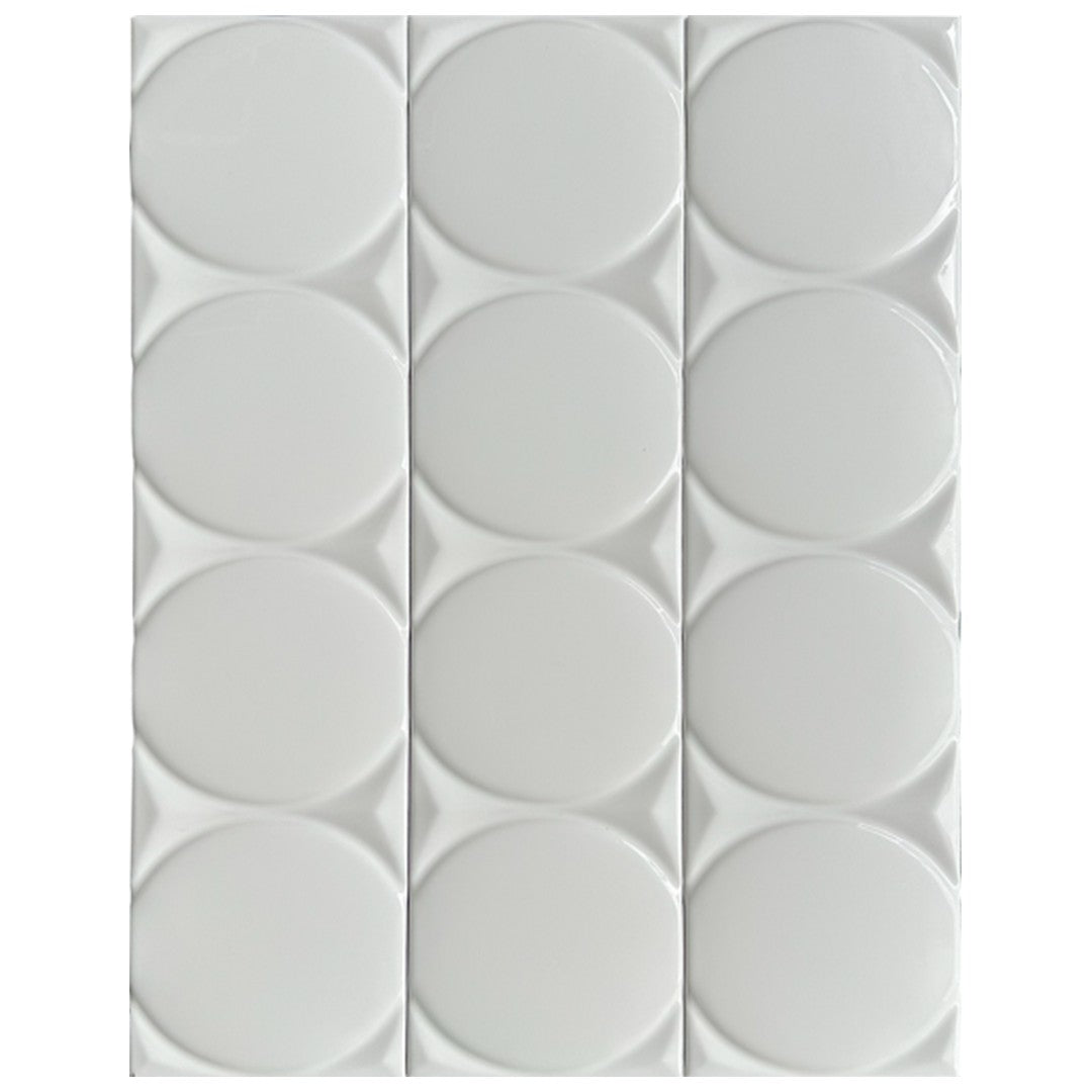 Keystone Waves Circle 4.5" x 18" Polished Ceramic Tile