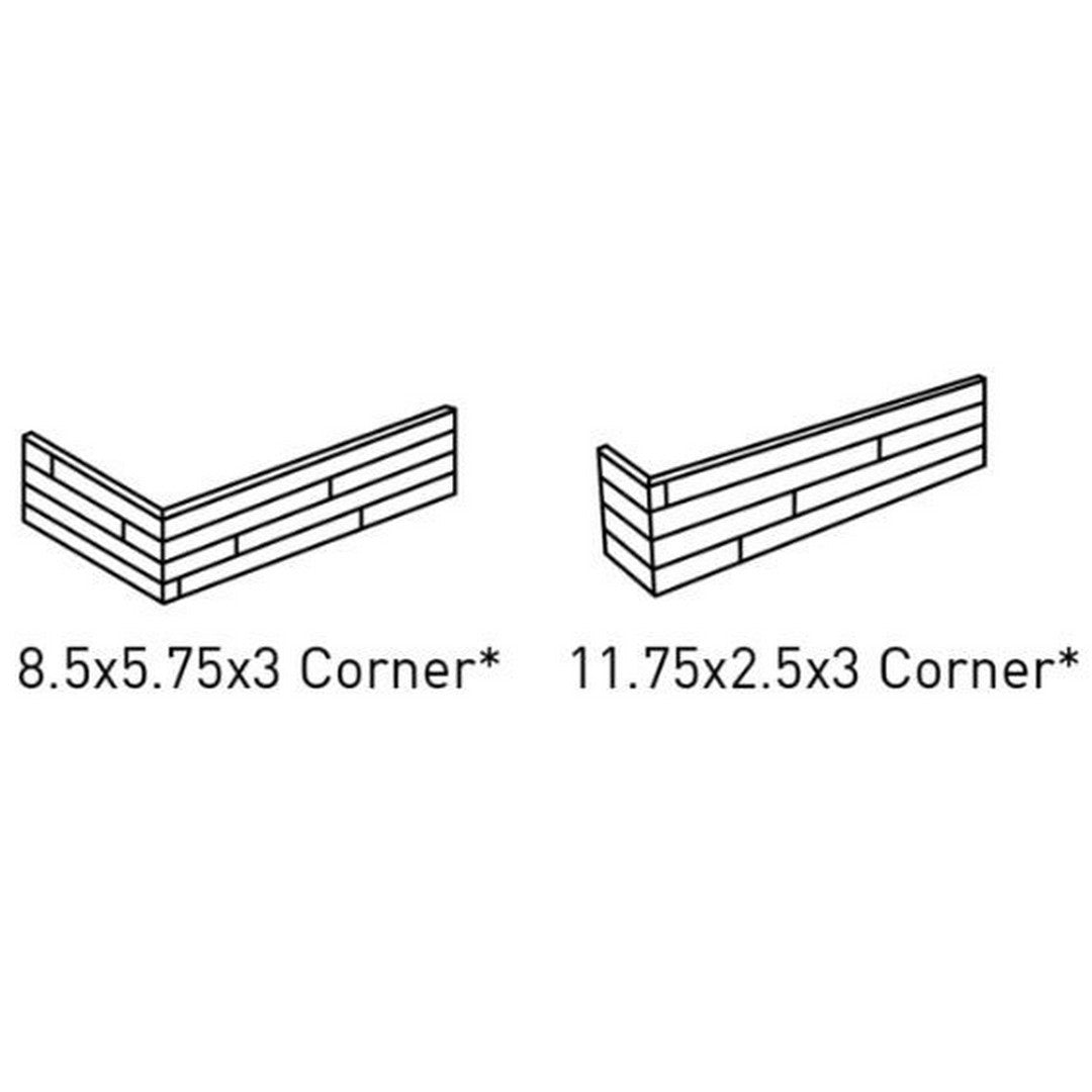 Tesoro Samurai 11.75" x 2.5" x 2.75" & 8.5" x 5.75" x 2.75" Pressed Matte Porcelain Ledgerstone Corner
