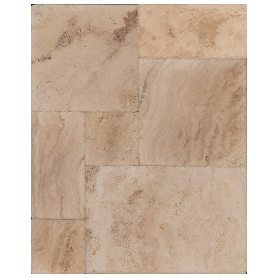 Keystone Tiramisu Chiseled Brushed Travertine Versailles Pattern Tile