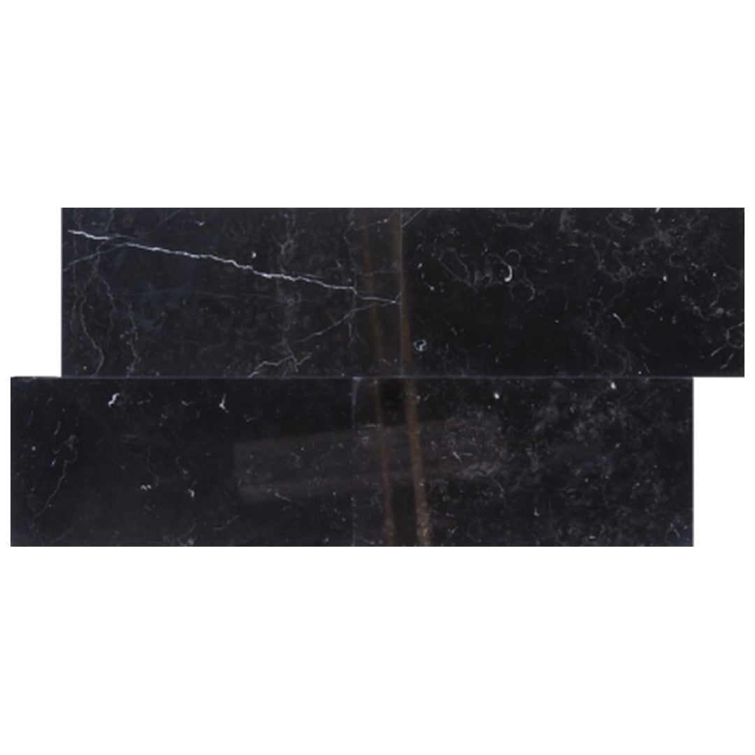 Keystone Nero Marquina 12" x 24" Polished Marble Tile