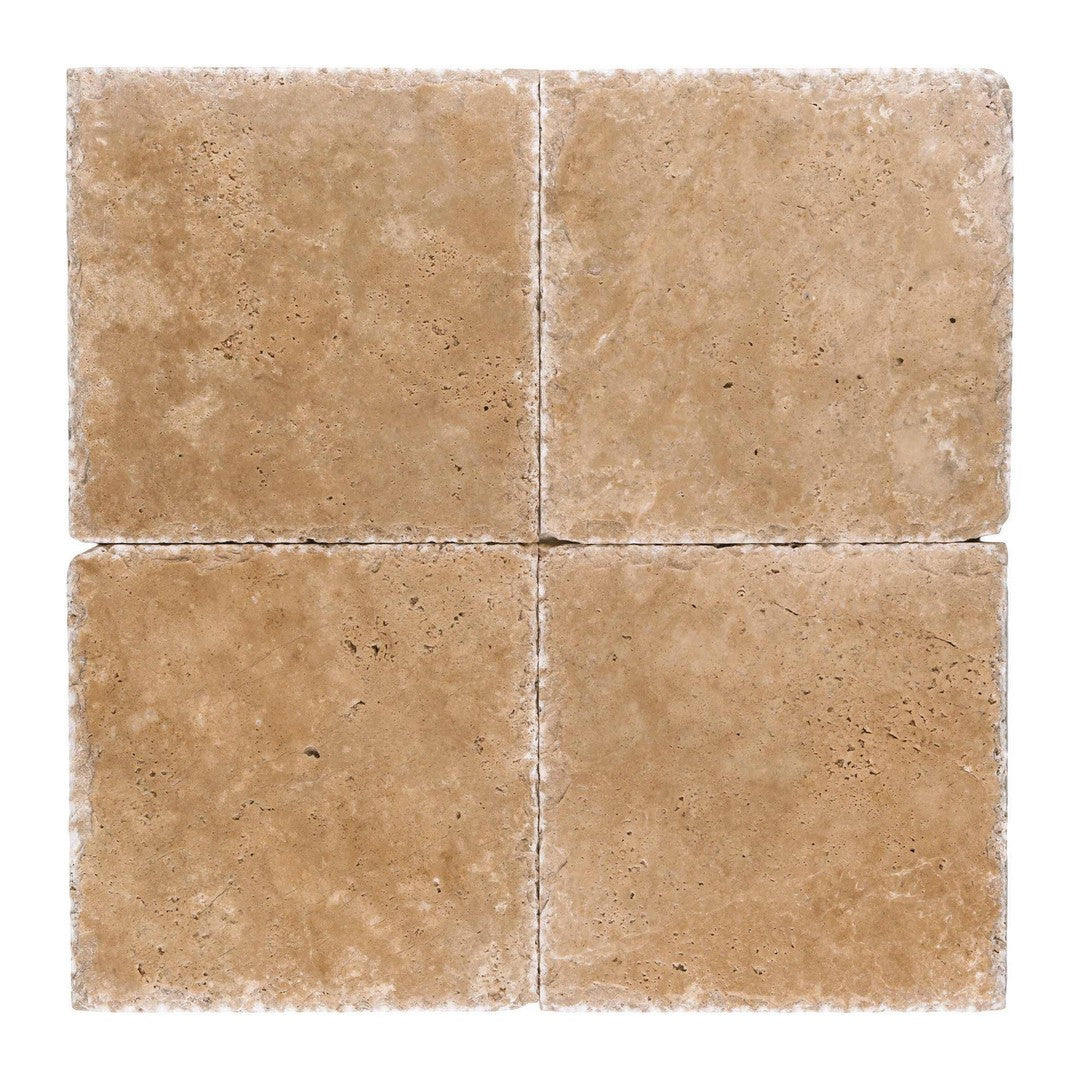 Keystone Ivory Light 16" x 16" Chiseled Brushed Travertine Tile