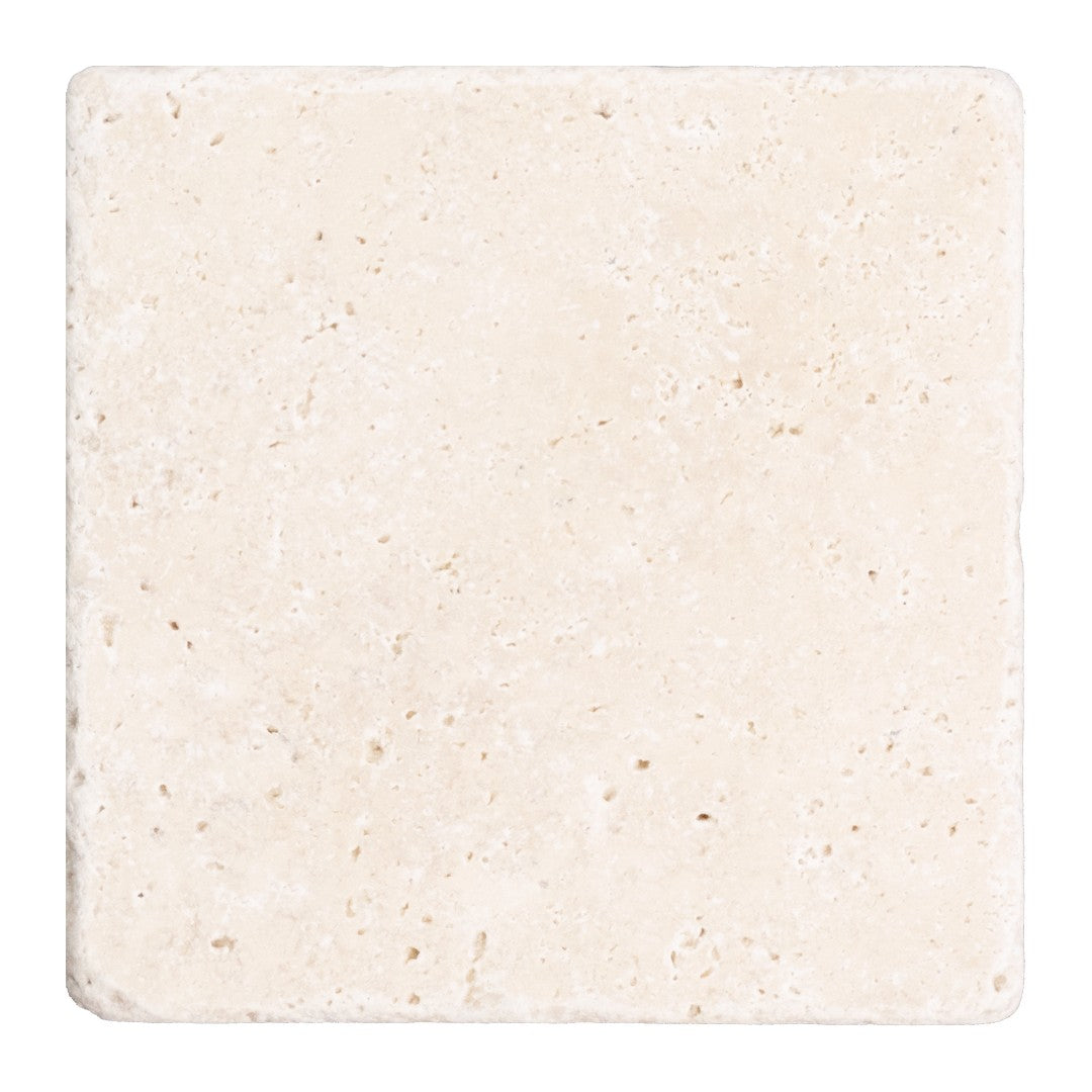 Keystone Extra Light 4" x 4" Tumbled Travertine Tile