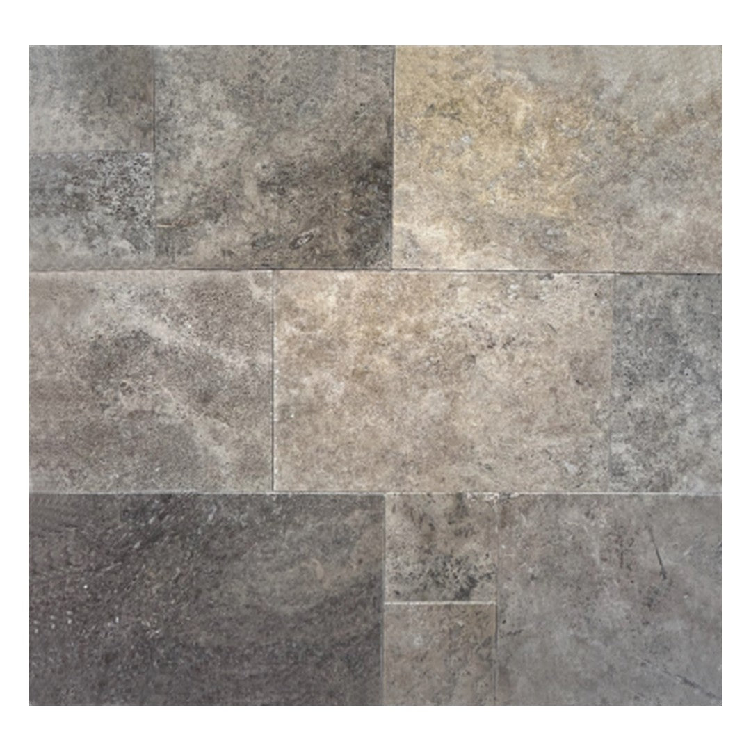Keystone Premium Silver Tumbled Travertine Versailles Pattern Paver