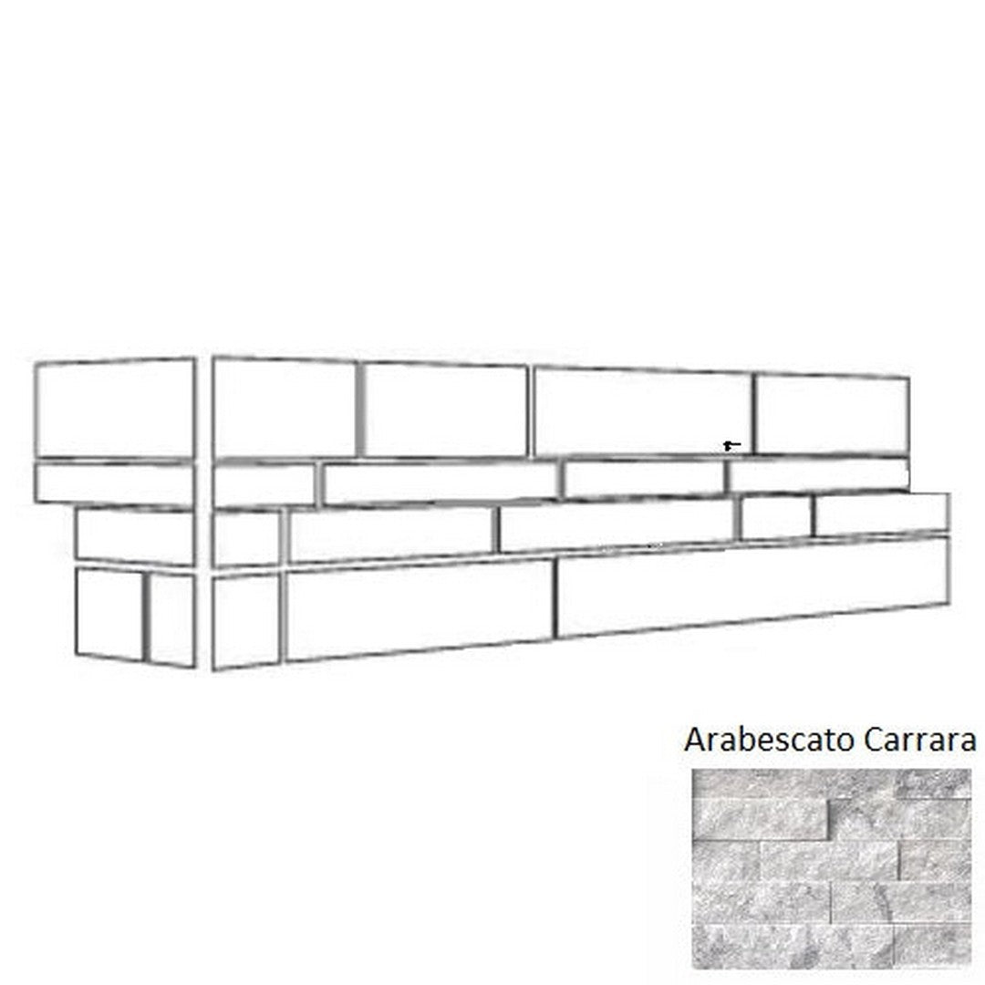 MS International RockMount Arabescato Carrara 6" x 18" Splitface Stacked Stone Panel Marble Ledgestone Corner