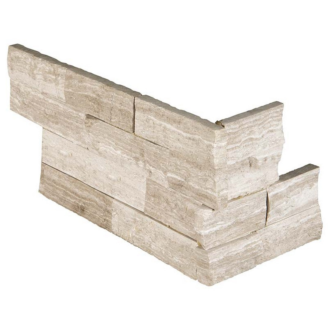 MS International RockMount White Oak Splitface 6" x 18" Splitface Stacked Stone Panel Marble Ledgestone Corner