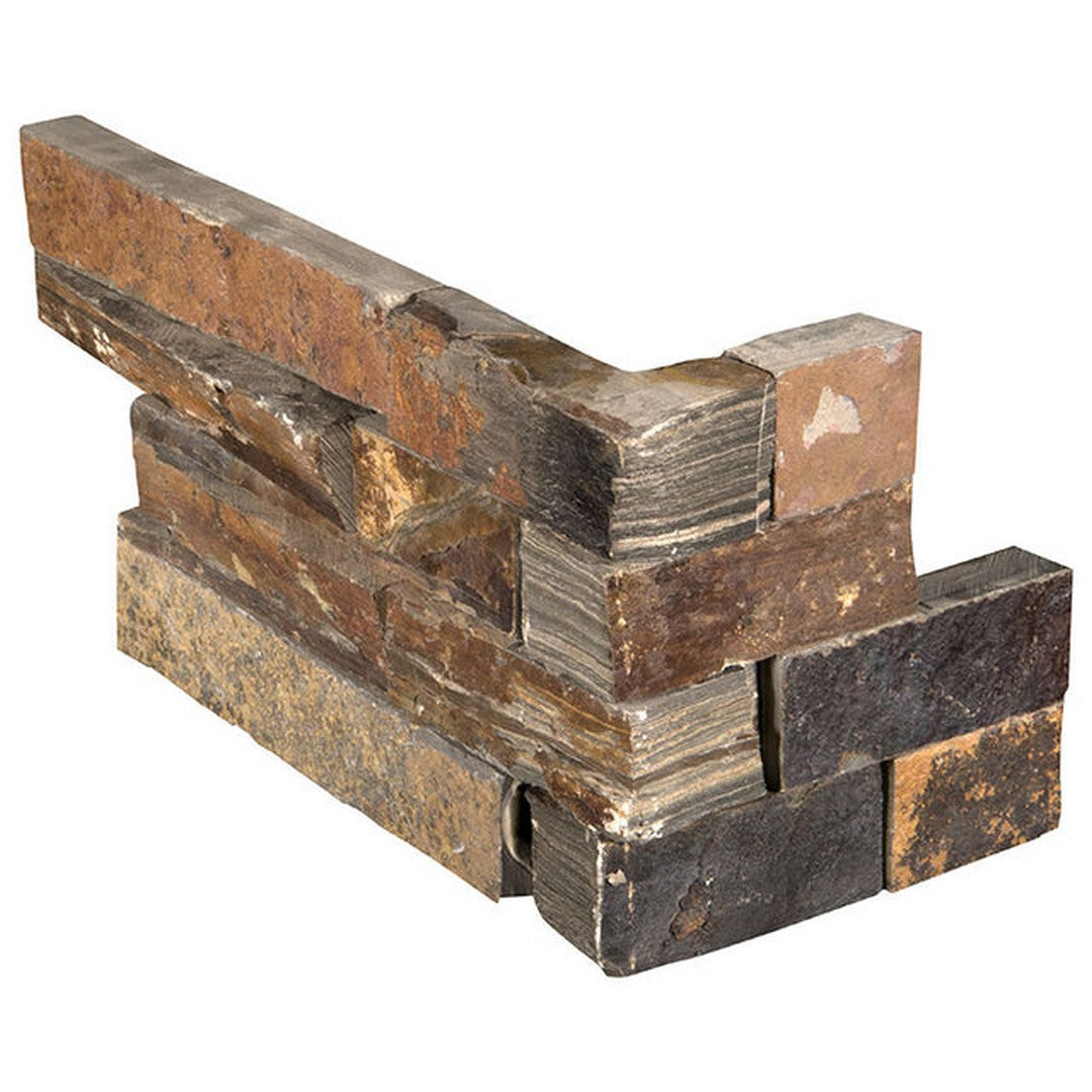 MS International RockMount California Gold 6" x 18" Splitface Stacked Stone Panel Slate Ledgestone Corner