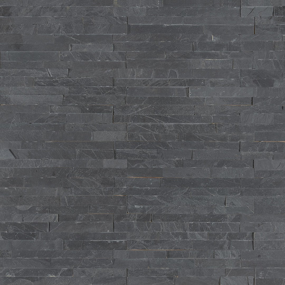 MS International RockMount Premium Black 4.5" x 16" Splitface Stacked Stone M Panel Slate Mini Ledgestone