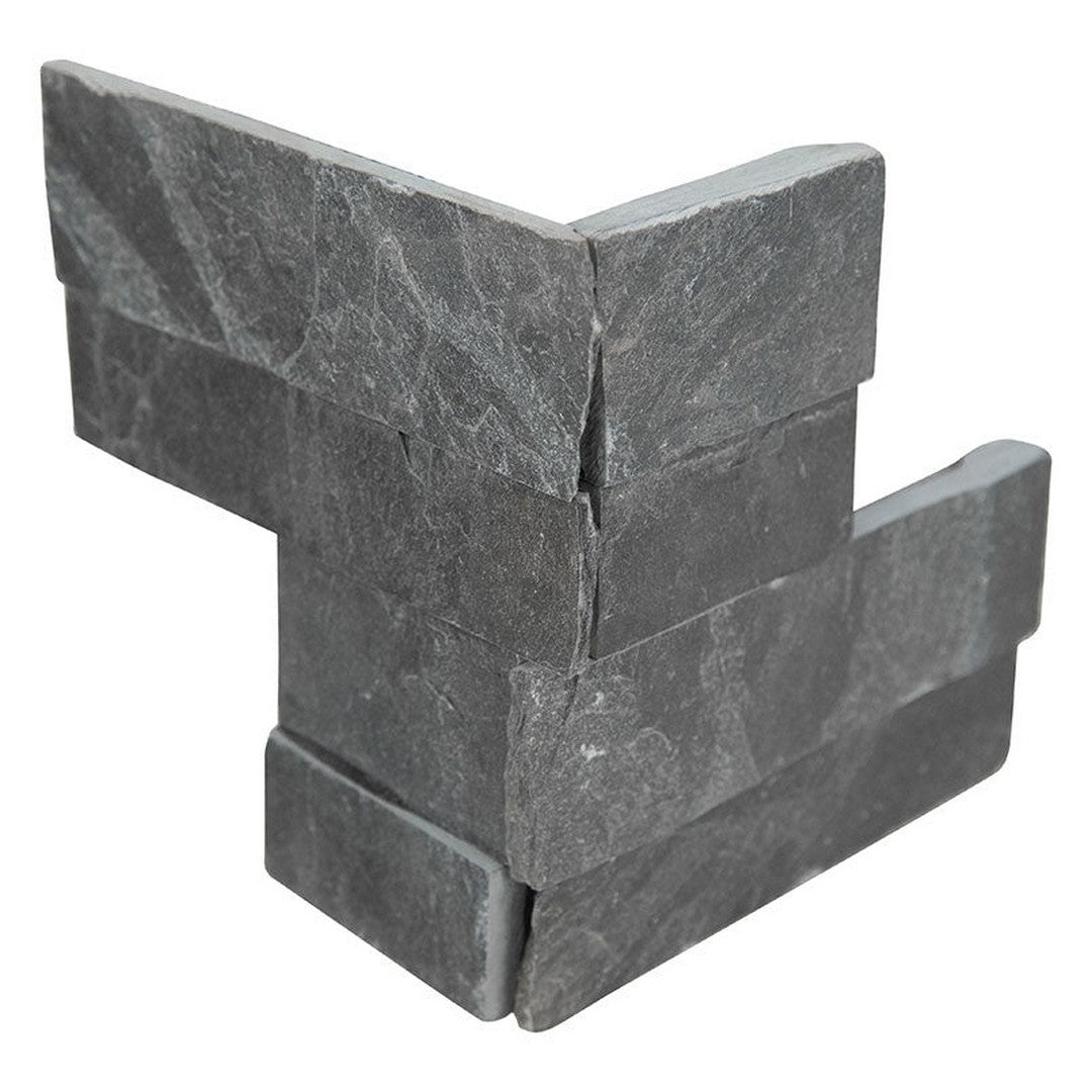 MS International RockMount Premium Black 4.5" x 9" Splitface Stacked Stone M Panel Slate Ledgestone Corner