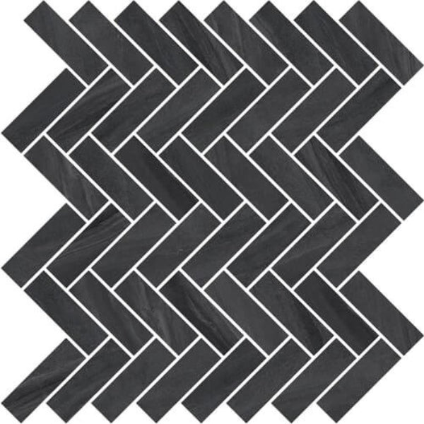 Happy Floors Limerock 11" x 13" Interlocking Natural Porcelain Herringbone Mosaic