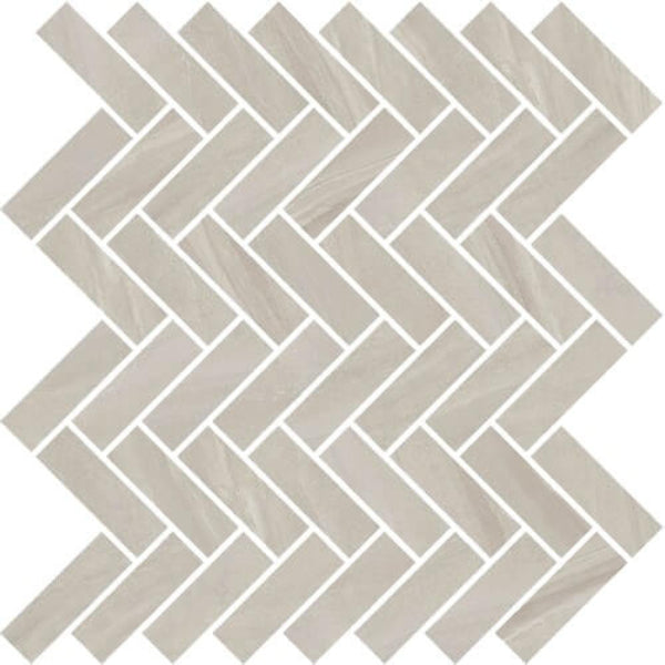 Happy Floors Limerock 11" x 13" Interlocking Natural Porcelain Herringbone Mosaic
