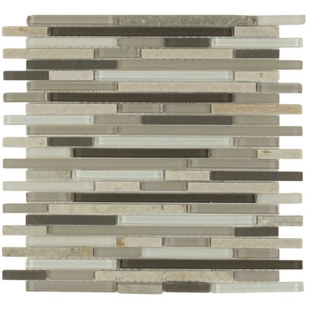 Maniscalco Stone Sutherland 12" x 12" Glass & Slate Interlock Stix Mosaic