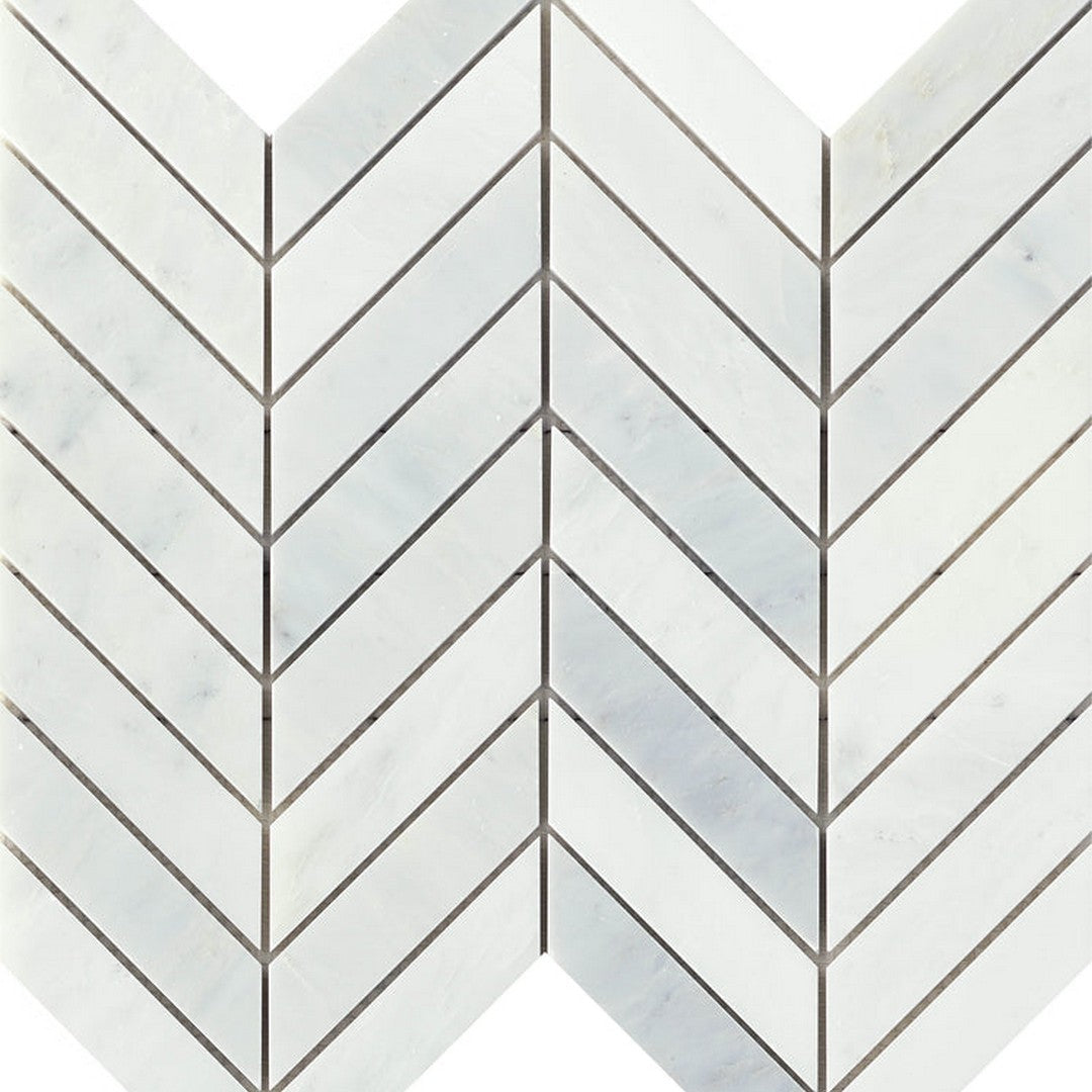 Emser Winter Frost 12" x 12" Chevron Polished Marble Mosaic