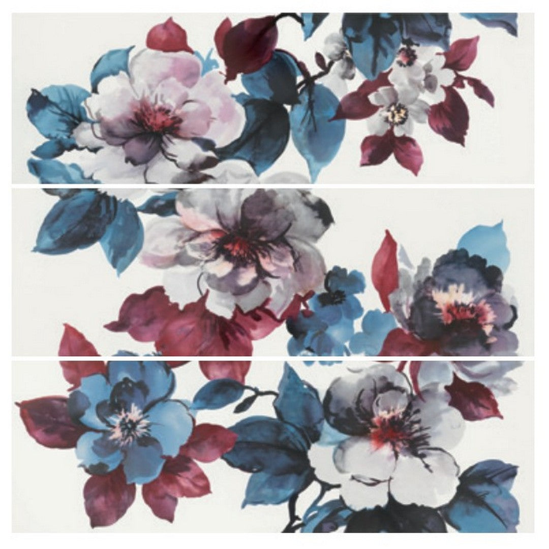 Daltile-Eclettica-48-x-48-Rectified-Matte-Ceramic-16x48-Deco-Flower-Wall-Tile-White-|-Purple-|-Anthracite-|-Blue-|-Rose