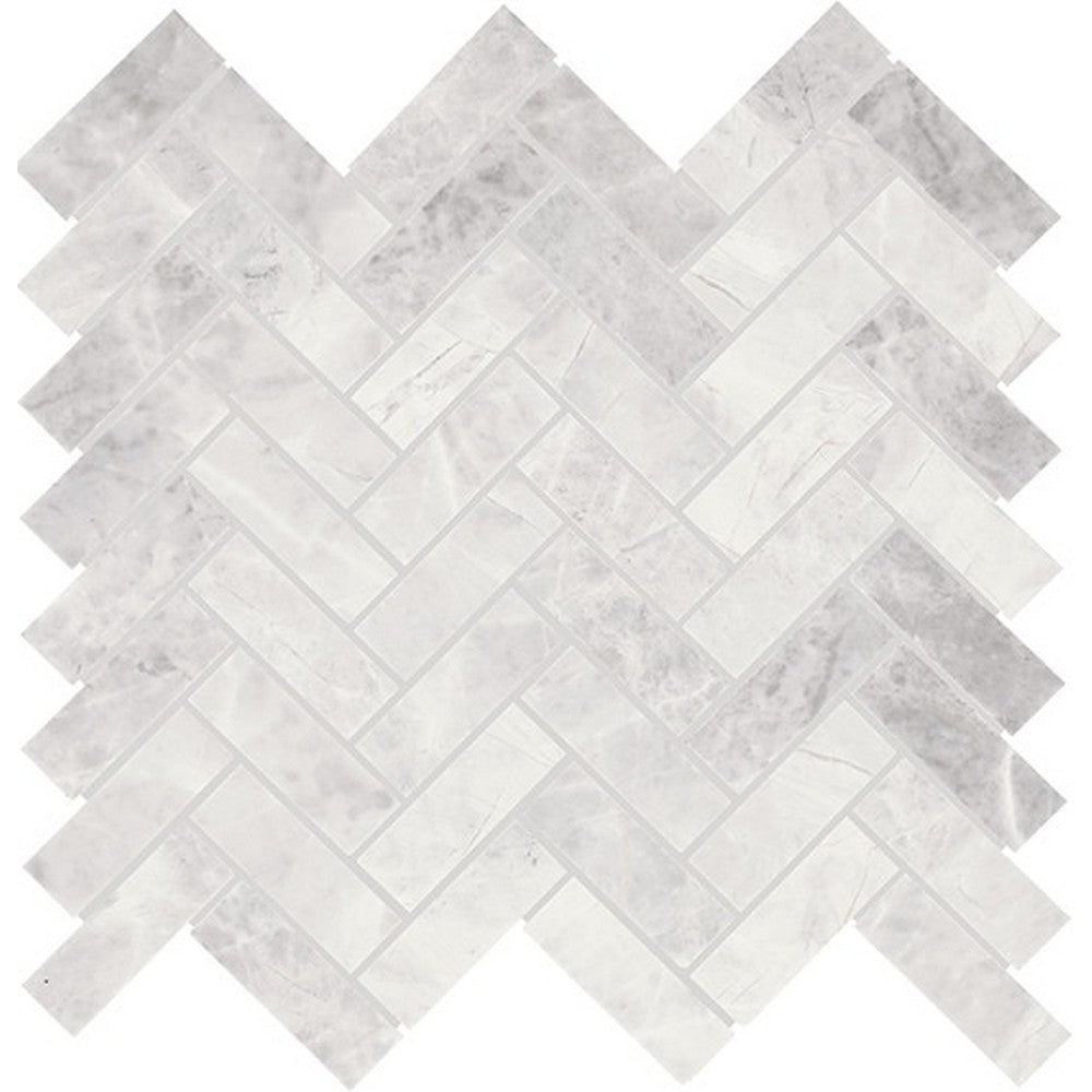 Daltile-Eclessia-Marble-13-x-14-Polished-Natural-stone-1x3-Herringbone-Mosaic-Volakas