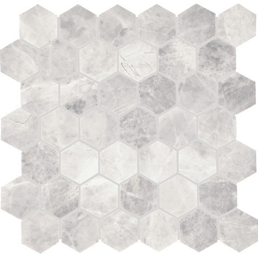 Daltile-Eclessia-Marble-12-x-13-Polished-Natural-stone-2-Hexagon-Mosaic-Volakas