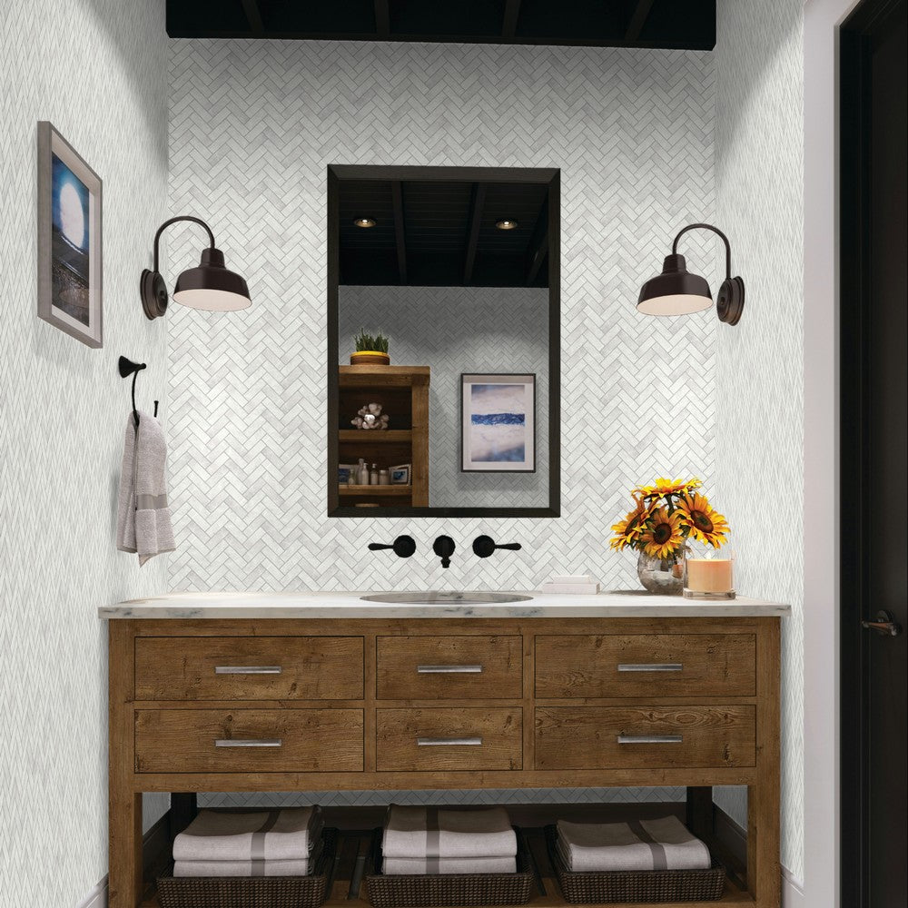 Daltile-Eclessia-Marble-14-x-15-Polished-Natural-stone-Double-Herringbone-Mosaic-Cristallo