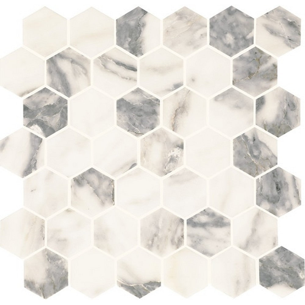 Daltile Eclessia Marble 12" x 13" Polished Natural stone 2" Hexagon Mosaic