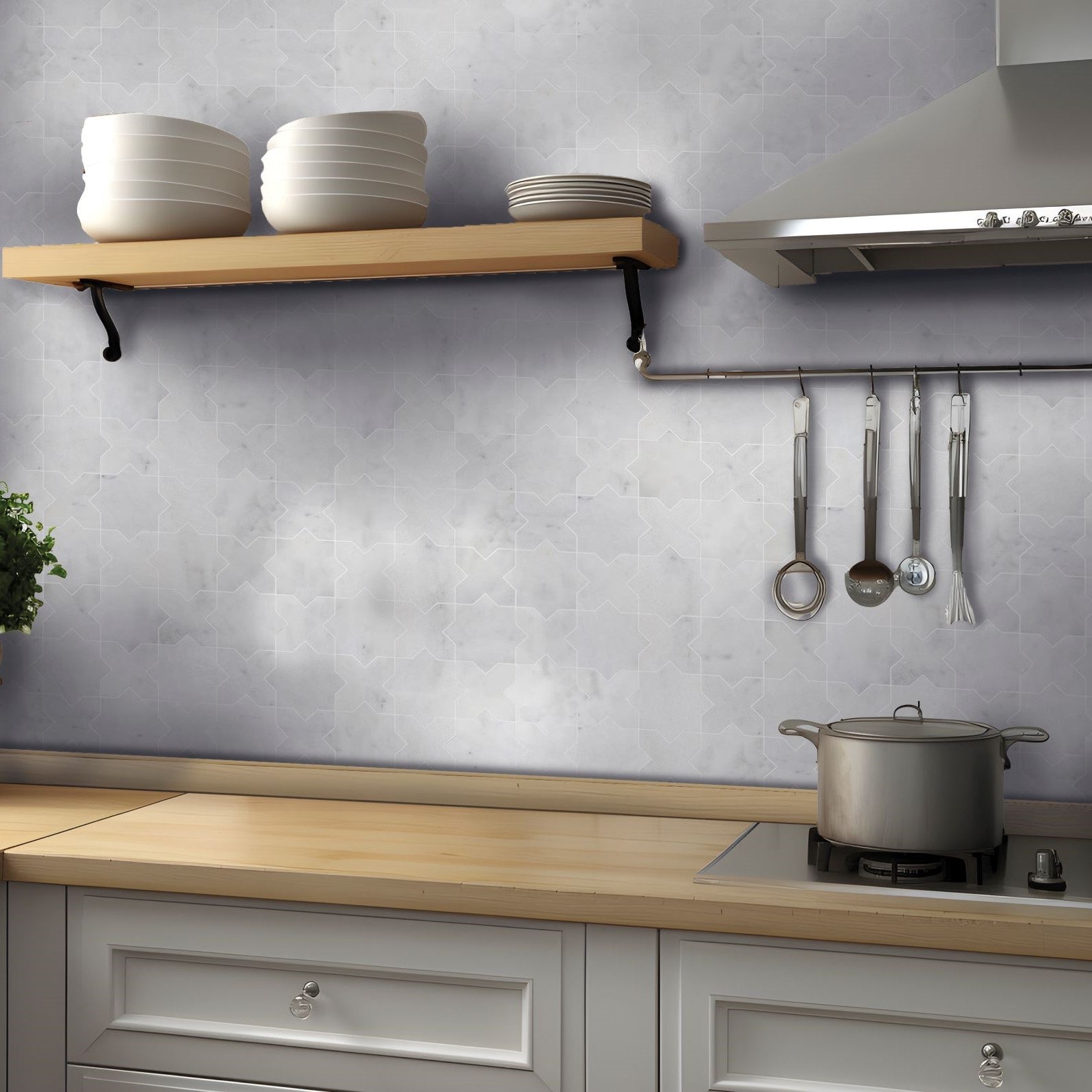 Bati-Orient-White-&-Grey-Marble-Classic-12-x-12-Interlocking-3-Cross-&-Star-Mosaic-White-Grey