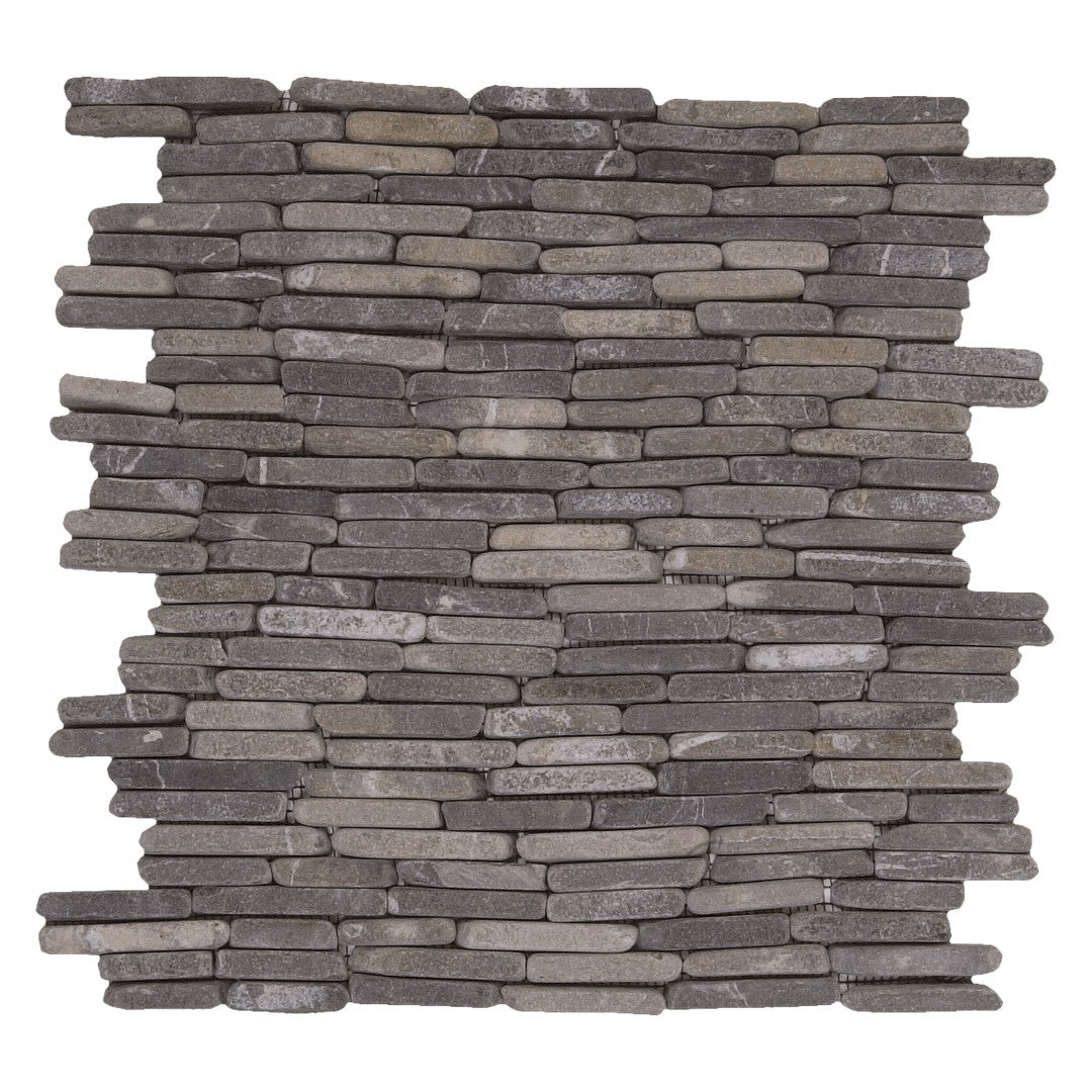 Bati Orient White & Grey Marble Classic 11.6" x 11.6" Interlocking Stacked Brick Mosaic