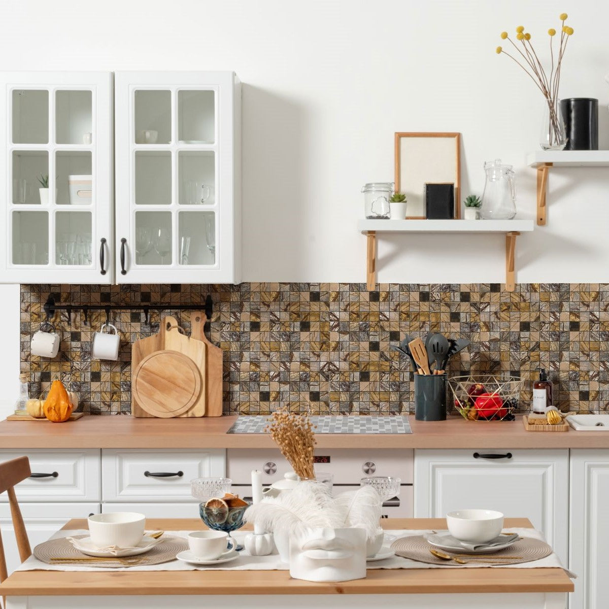 Bati-Orient-White-&-Grey-Marble-Classic-12-x-12-Polished-Mosaic-Forest-Brown