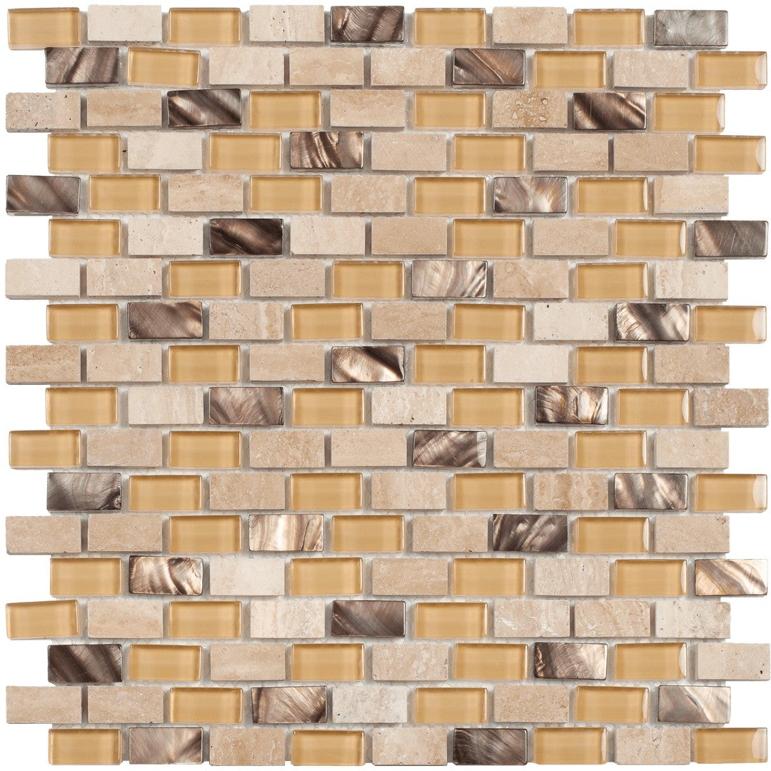 Bati Orient Terrazzo 11.6" x 12" Brick Glass & Marble Mosaic