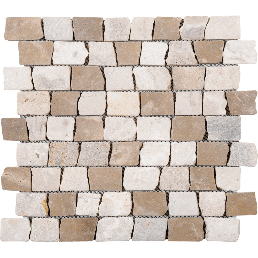 Bati Orient Ancient 11.6" x 12" Matte Cubic Brick Marble Mosaic