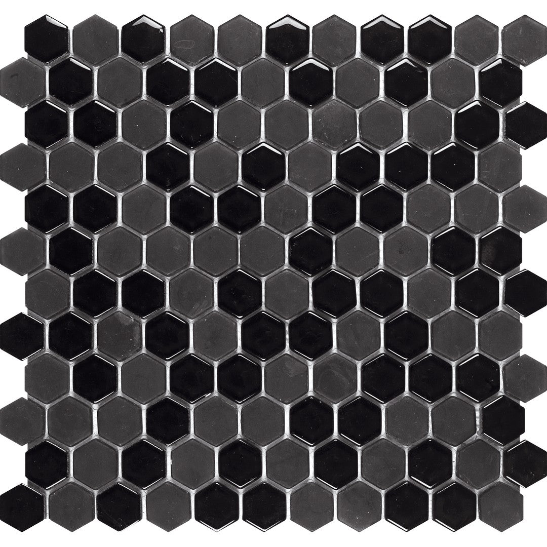 Bati Orient Terrazzo 12" x 12" Matte & Glossy Hexagon Glass & Marble Mosaic
