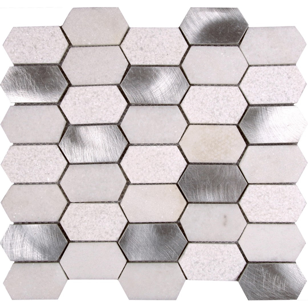 Bati Orient Terrazzo 11.2" x 10.4" Multi Hexagon Aluminum & Stone Mosaic