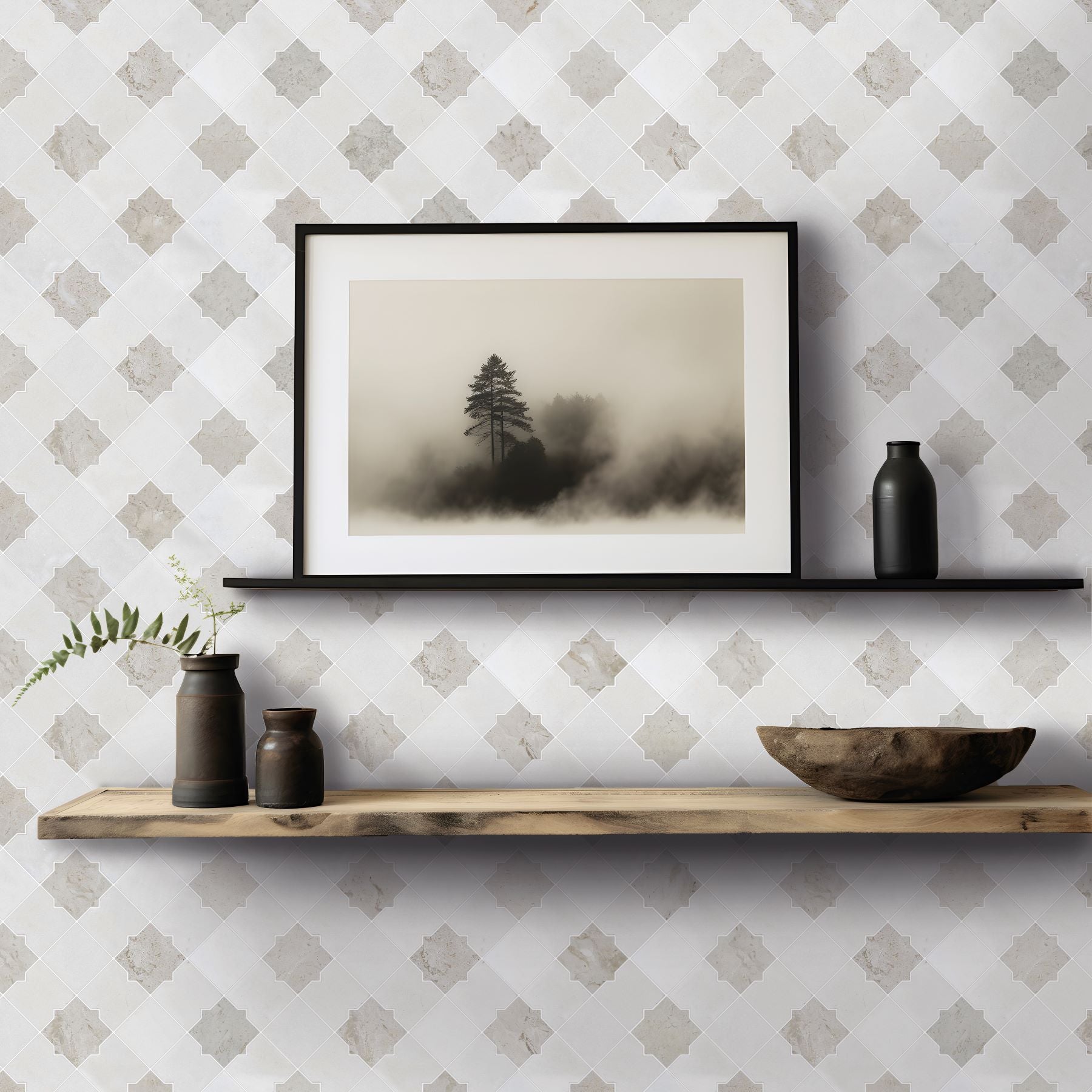 Bati-Orient-White-&-Grey-Marble-Classic-11.2-x-11.2-Interlocking-Star-&-Square-Marble-Mosaic-White-Beige