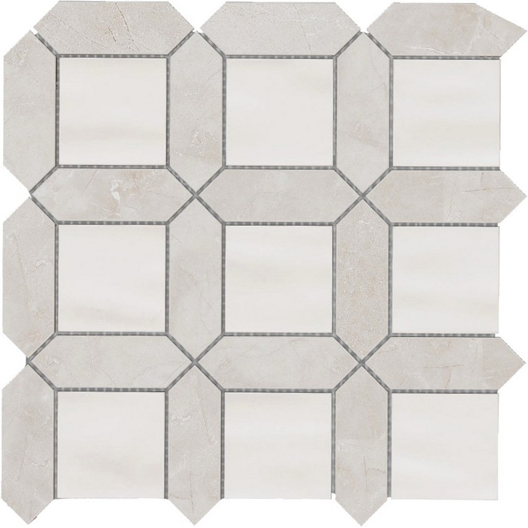Bati Orient Zellige 12" x 12" Picket & Square Mix Ceramic & Marble Mosaic