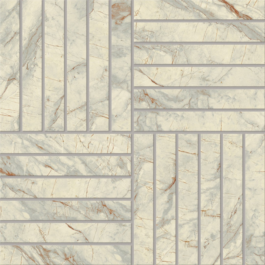 Crossville Marblique 12" x 12" Unpolished Porcelain 1x6" Alternating Mosaic