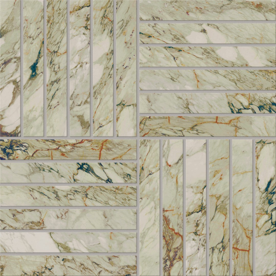 Crossville Marblique 12" x 12" Unpolished Porcelain 1x6" Alternating Mosaic