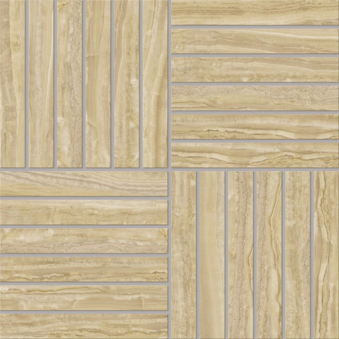 Crossville Marblique 12" x 12" Unpolished Porcelain 1x6" Alternating Mosaic