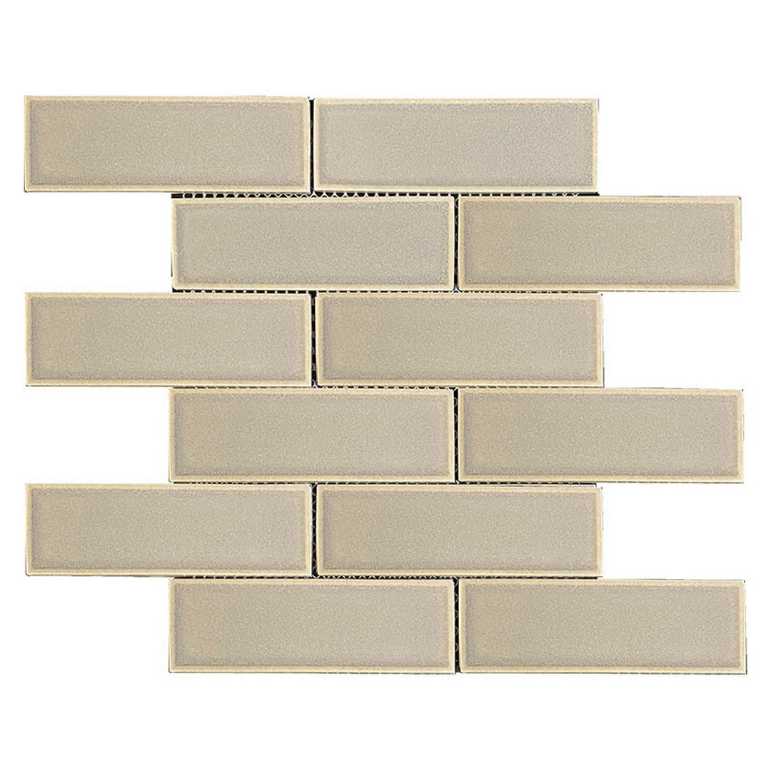 Maniscalco Stone Modern Edge 12" x 12" Glossy Recycled Glass 2x6" Interlock Mosaic