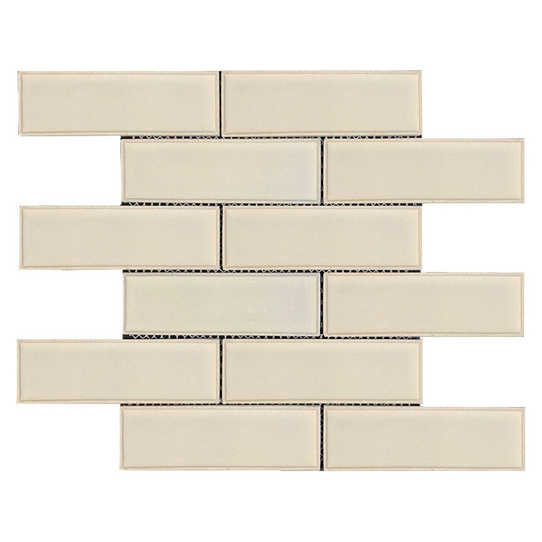 Maniscalco Stone Modern Edge 12" x 12" Glossy Recycled Glass 2x6" Interlock Mosaic