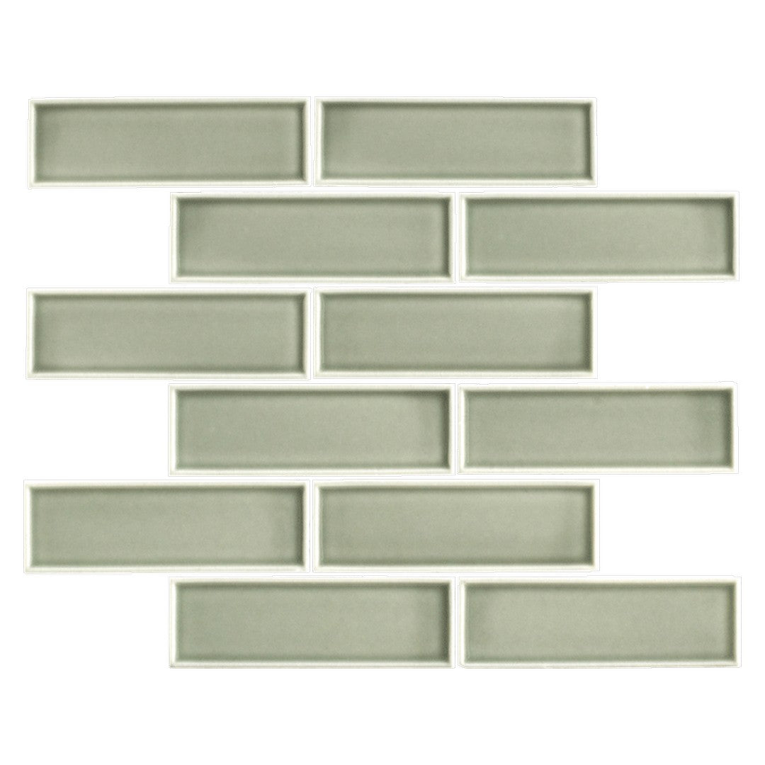 Maniscalco Stone Modern Edge 12" x 12" Glossy Recycled Glass 2x6" Interlock Mosaic