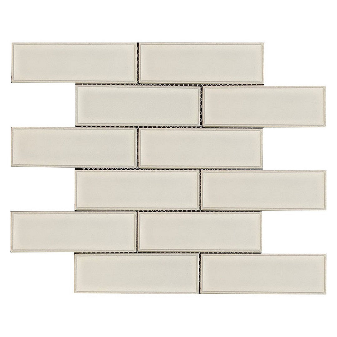 Maniscalco Stone Modern Edge 12" x 12" Glossy Recycled Glass 2x6" Interlock Mosaic