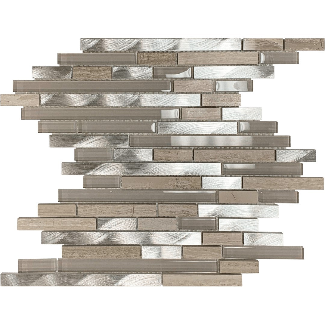 Bati Orient Terrazzo 12" x 12.2" Baguette Marble, Glass & Metal Mosaic