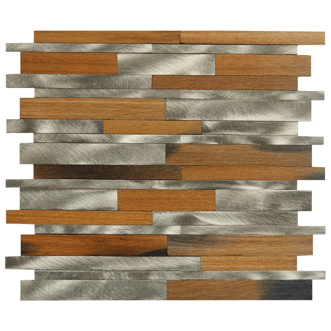 Bati Orient Natural Wood Mosaics 12" x 12" Baguette Aluminum Mosaic