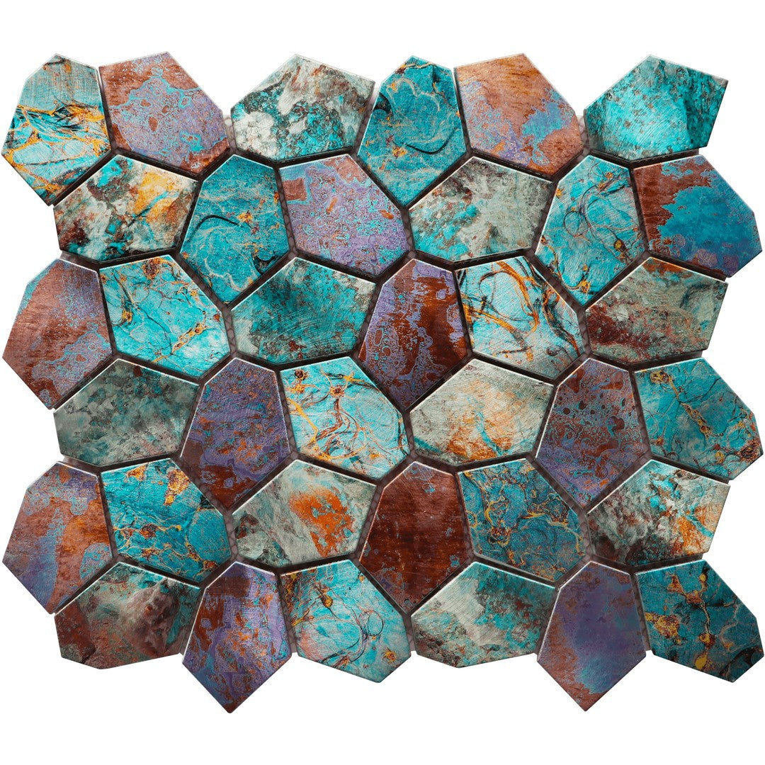 Bati Orient Metal Art 11" x 12" Interlocking Hexagon Mosaic