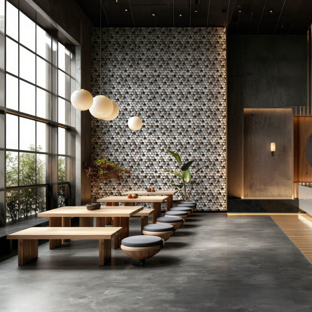 Bati-Orient-Metal-Art-12-x-12-Interlocking-Hexagon-Aluminum-Mosaic-Silver-Brown