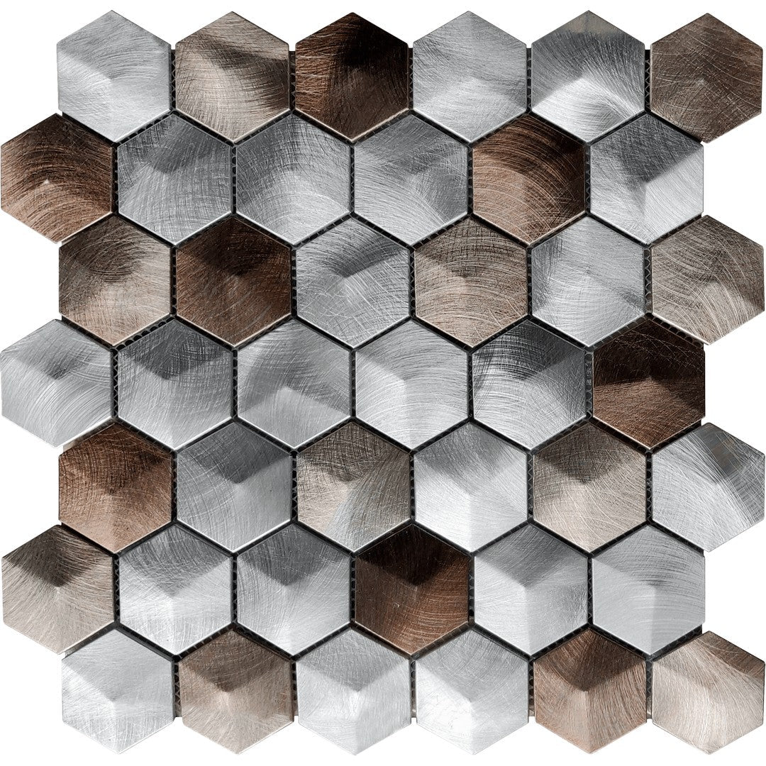 Bati Orient Metal Art 12" x 12" Interlocking Hexagon Aluminum Mosaic