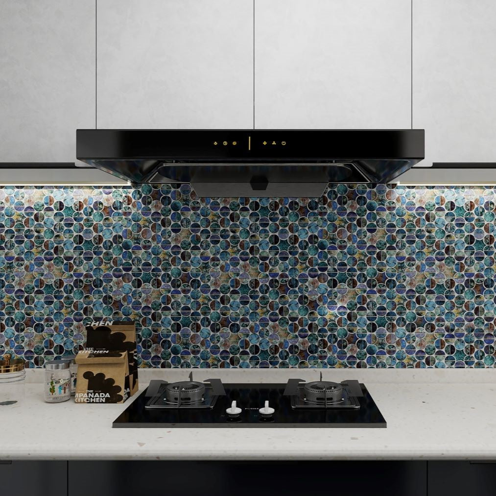 Bati-Orient-Metal-Art-14-x-11-Round-Aluminum-Mosaic-Multicolor