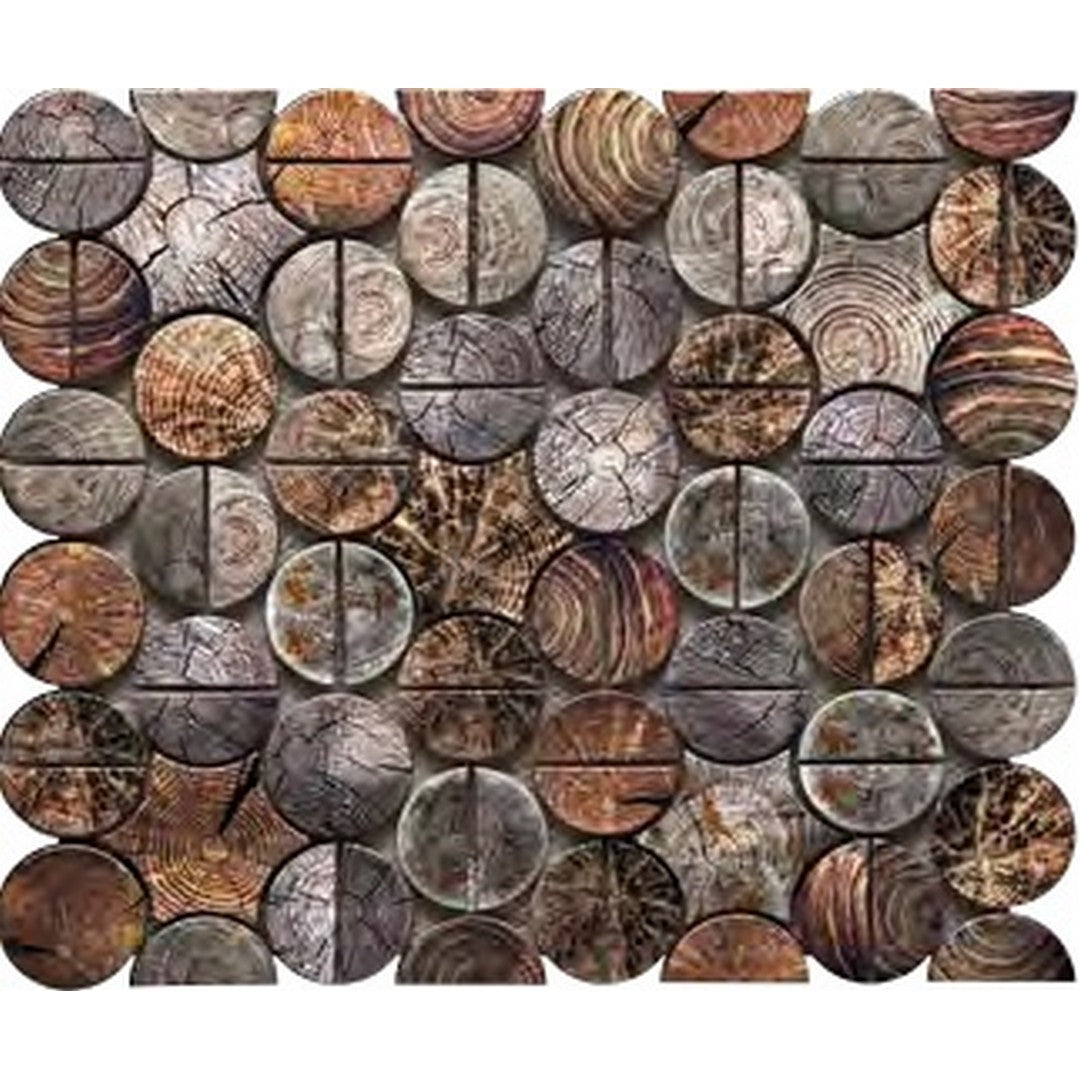 Bati Orient Metal Art 14" x 11" Round Aluminum Mosaic