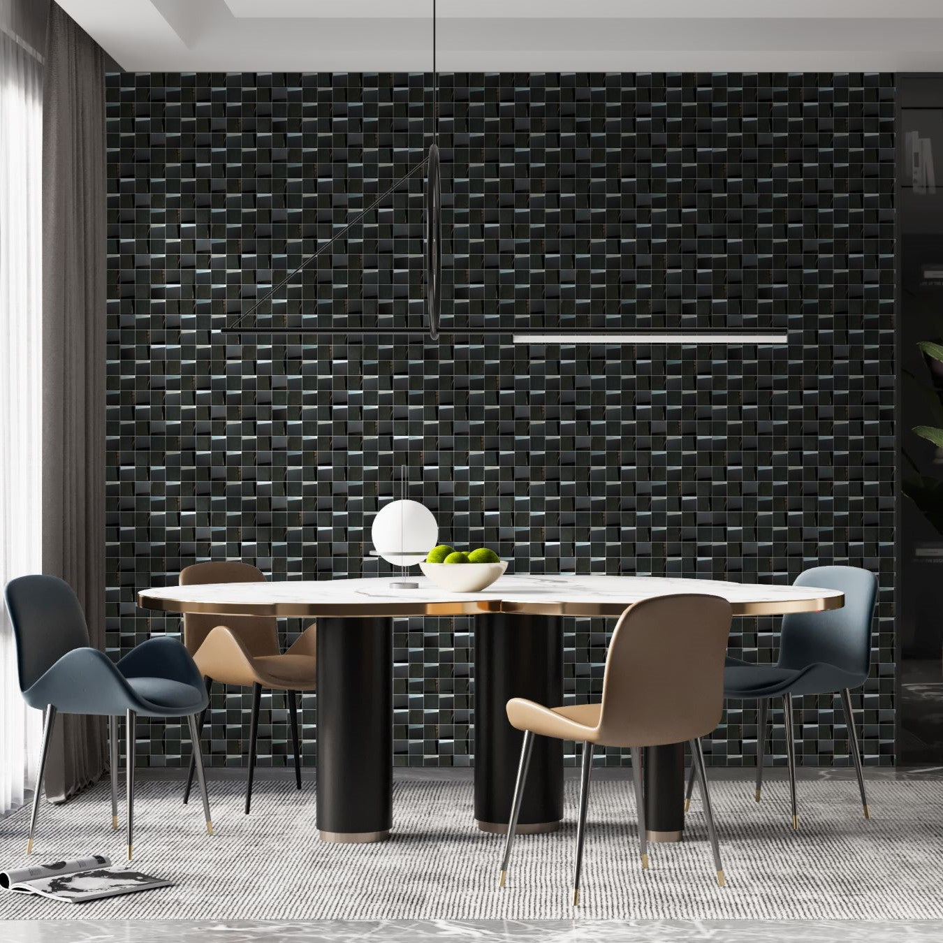 Bati-Orient-Metal-Art-12-x-12-3D-Decorative-Mosaic-Black