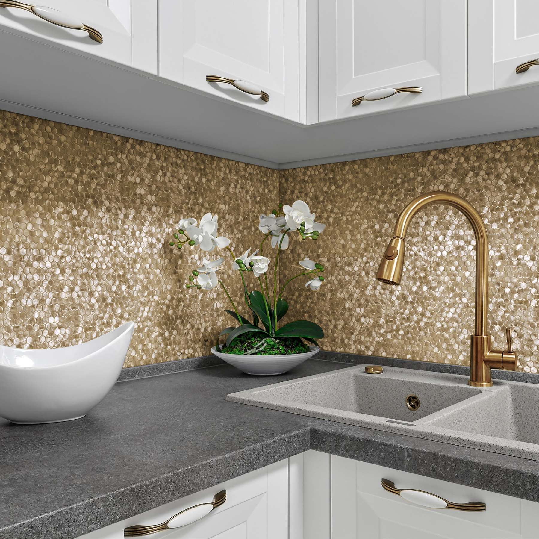 Bati-Orient-Metal-Art-12-x-12-Medium-Hexagon-Aluminum-Mosaic-Gold