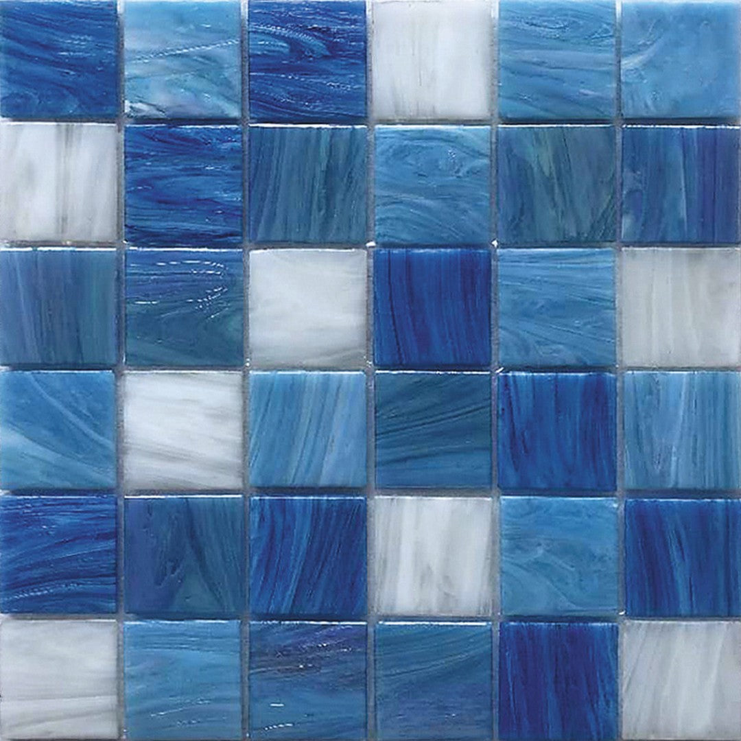 MiR Alma Solid Color Mix Blue 12" x 12" Glass 2" Mosaic
