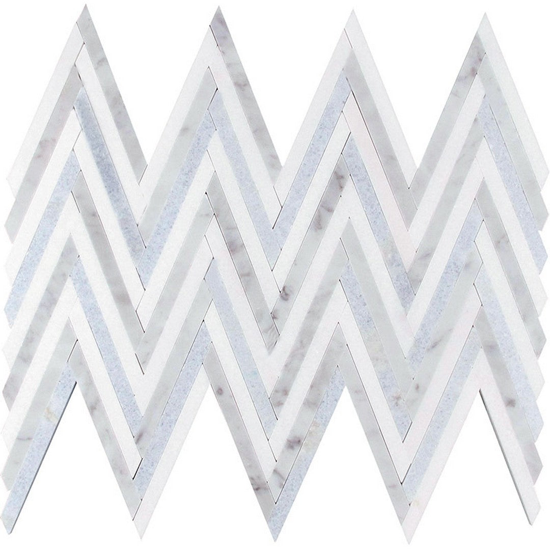 MiR Mykonos 9" x 12.8" Polished Marble Chevron Mosaic