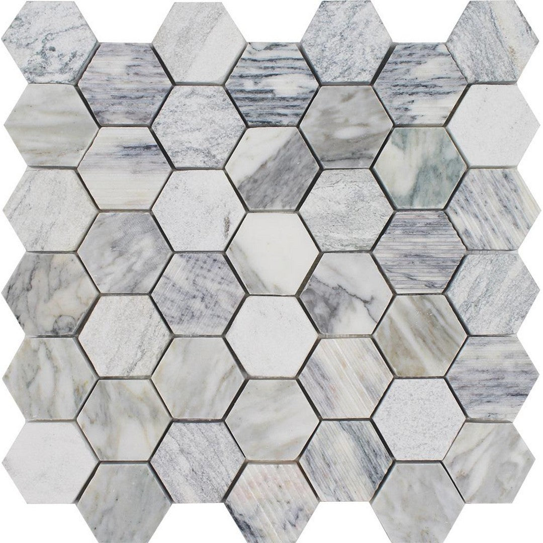 Tesoro Contempo 11.75" x 12" Multi 2" Hexagon Natural Stone Mosaic